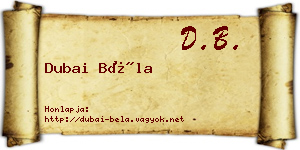 Dubai Béla névjegykártya