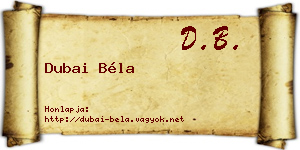 Dubai Béla névjegykártya